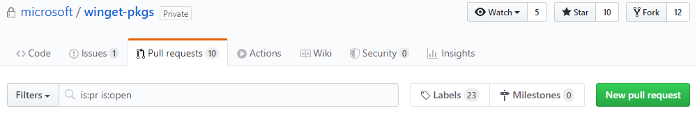 screenshot della scheda del pull request