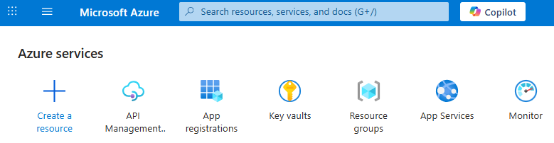 Azure portal を示すスクリーンショット。