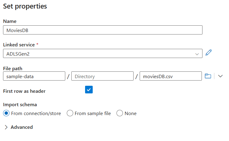 データセットを作成するためのペインのスクリーンショット。