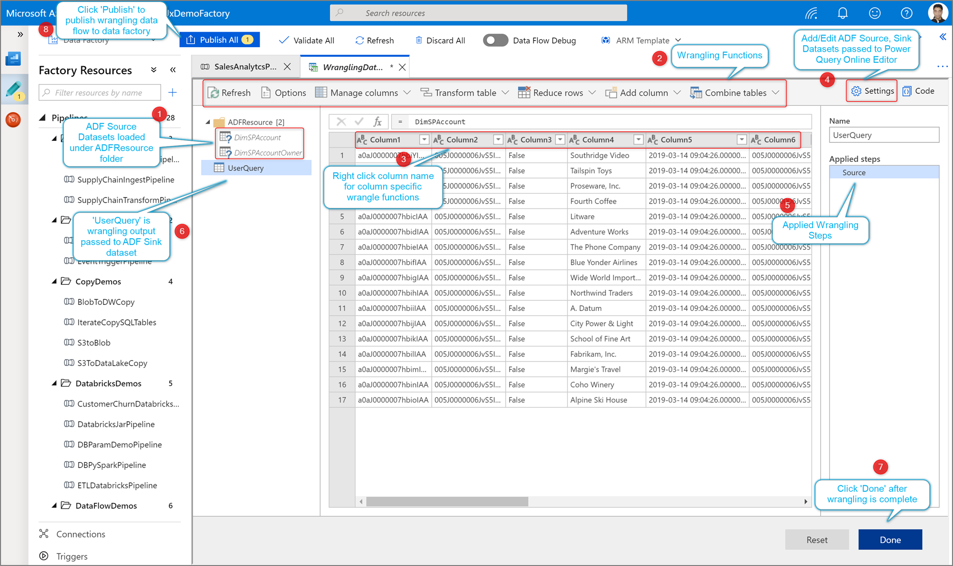 データ整形の Power Query を作成するプロセスを示すスクリーンショット