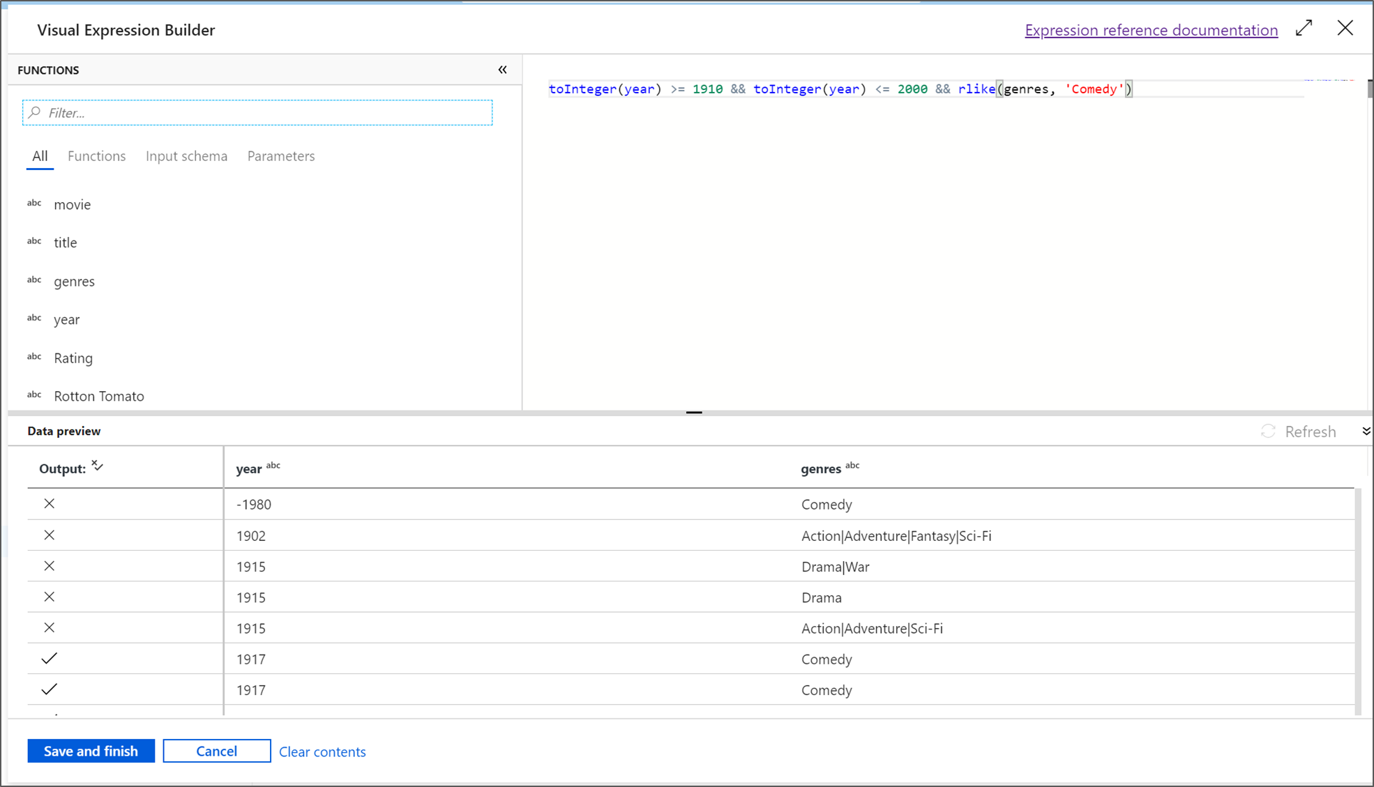 フィルター式ビルダーのスクリーンショット。