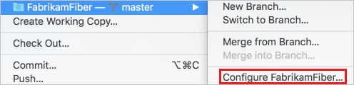 Xcode Git プロジェクトの設定を構成する方法を示すスクリーンショット。