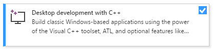C とワークロードを加えたデスクトップ開発を示すスクリーンショット。