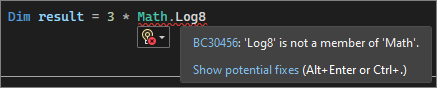 Visual Studio 2022での波線下線のスクリーンショット