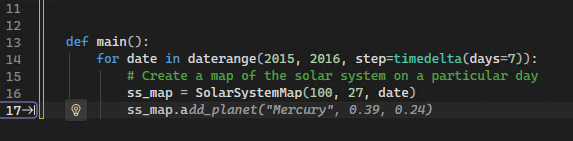 Visual Studio での Python コードのコード補完を示すスクリーンショット。