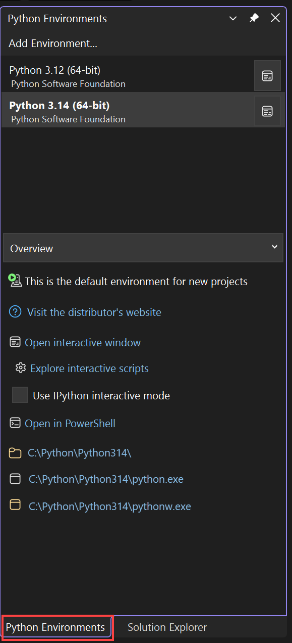 [Python 環境] ウィンドウのスクリーンショット。