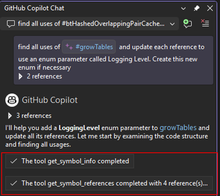 Copilot C++ ツールを使用して複数のファイル間でコードを分析および変更します
