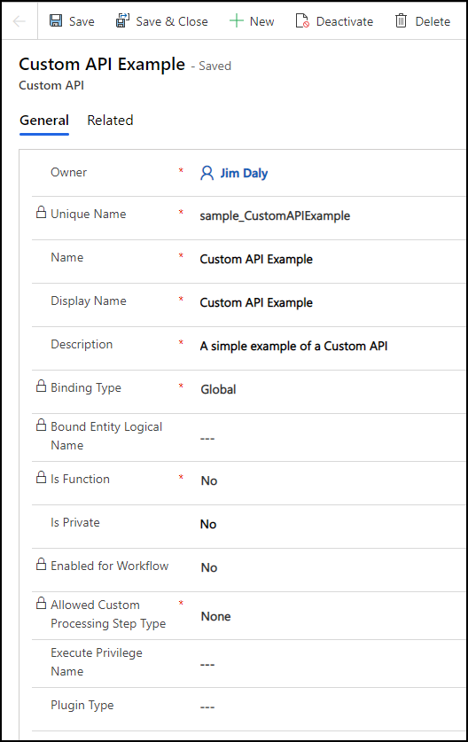 Lagret egendefinert API-skjema.