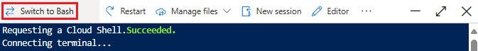 Captura de tela do botão para alternar entre o Bash e o PowerShell.