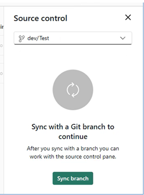 Captura de tela da notificação que você não pode continuar o trabalho até que o workspace esteja sincronizado.