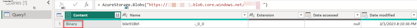 Uma captura de ecrã que mostra como transformar os dados binários no Power BI.
