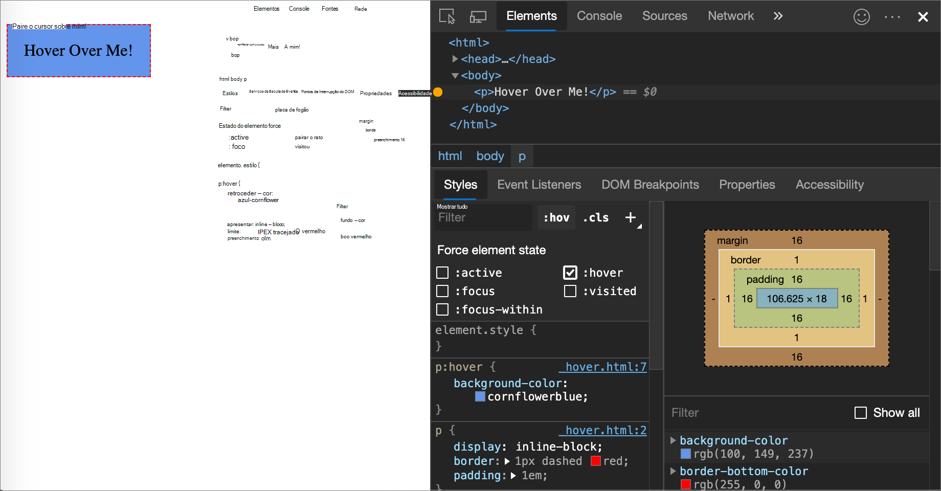 Selecionar a pseudoclasse :hover