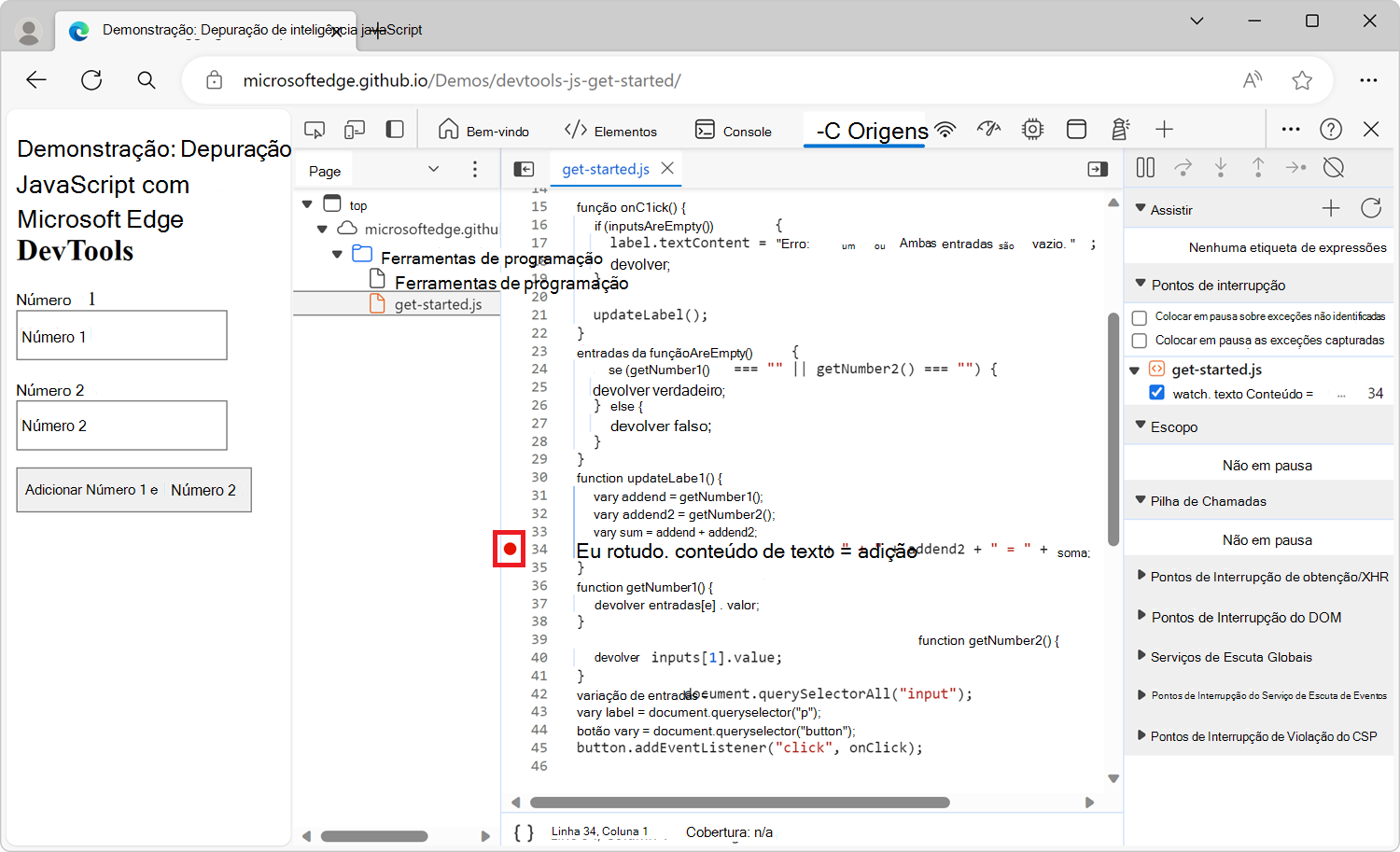 Um ponto de interrupção de linha de código condicional