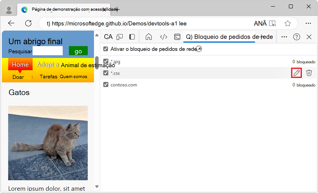 Editar um pedido bloqueado