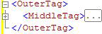 Código XML com tags internas e intermediárias ocultas