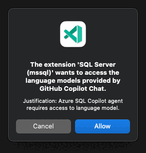 Captura de tela do espaço reservado para a notificação de acesso do Copilot.