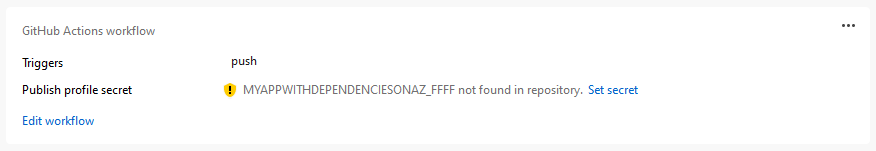 Segredo do GitHub ausente