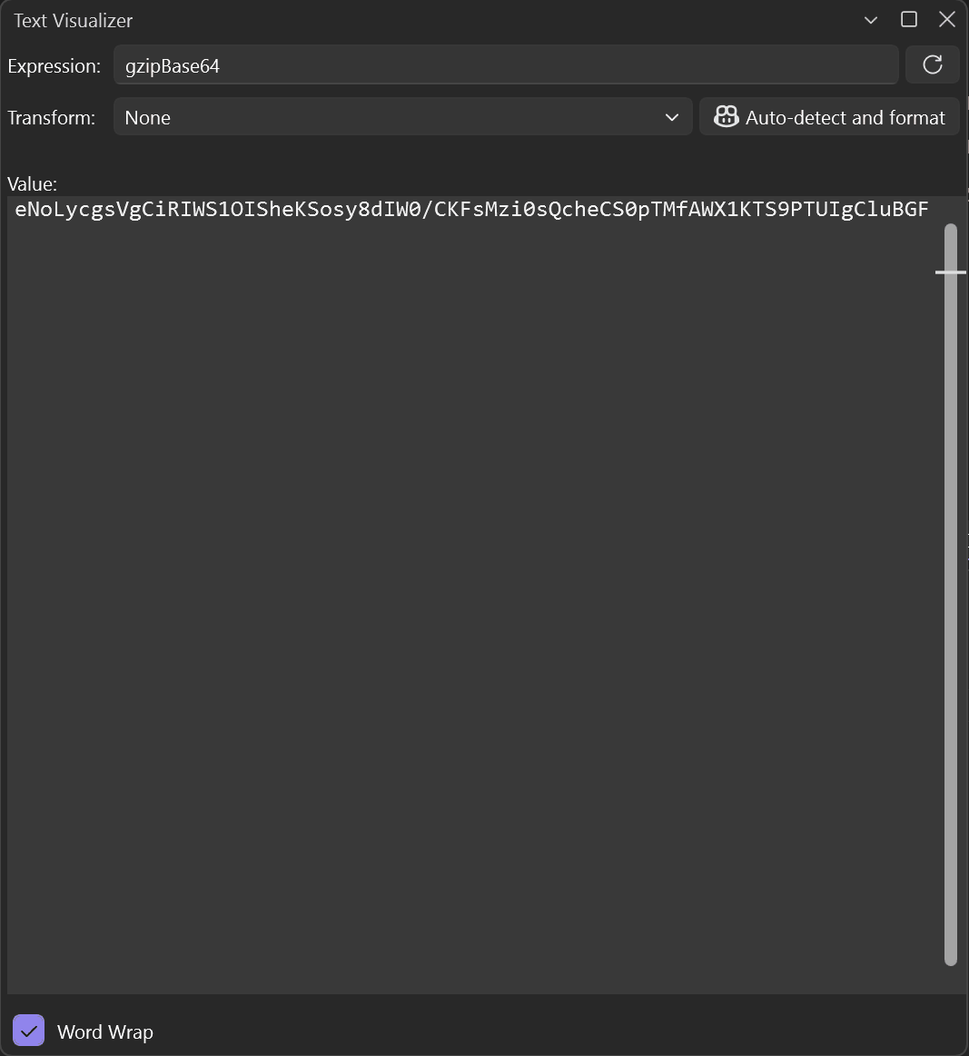 Gif mostrando detecção automática e formato no Visualizador de Texto.