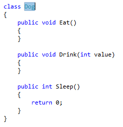 Captura de tela do código realçado para Extrair Interface – C#.