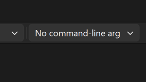 Captura de tela mostrando texto claro indicando que nenhum argumento de linha de comando está definido no momento