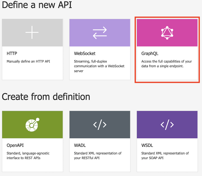 Captura de ecrã da seleção do mosaico GraphQL.