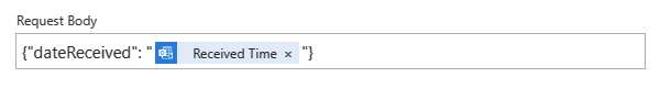 Captura de ecrã que mostra um fluxo de trabalho de Consumo com um exemplo de Corpo de Pedido que projeta um objeto de contexto como uma string.