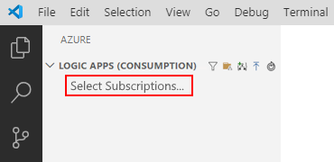 Captura de ecrã que mostra o painel Azure, a secção de Consumo de Logic Apps e a opção Selecionar Subscrições ativa para filtrar subscrições Azure.