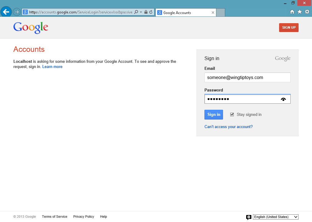 Imagem da página de login do Google