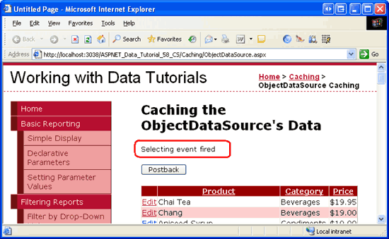 Sempre que o GridView é reatrelado à sua fonte de dados, o evento de seleção é exibido quando disparado