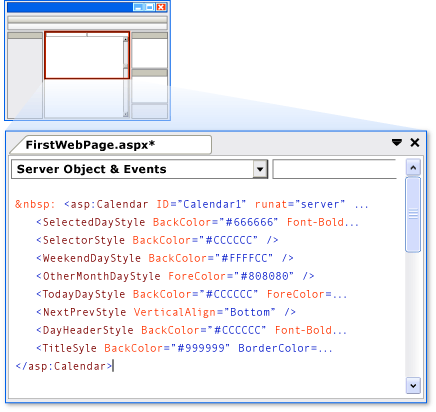 Controlo do calendário na vista Fonte