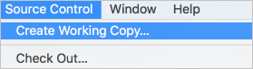 Captura de tela que mostra como adicionar um repositório Git local a um projeto Xcode existente.