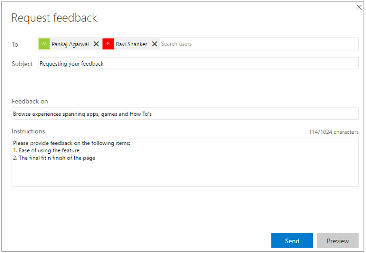Fluxo de solicitação de feedback XT