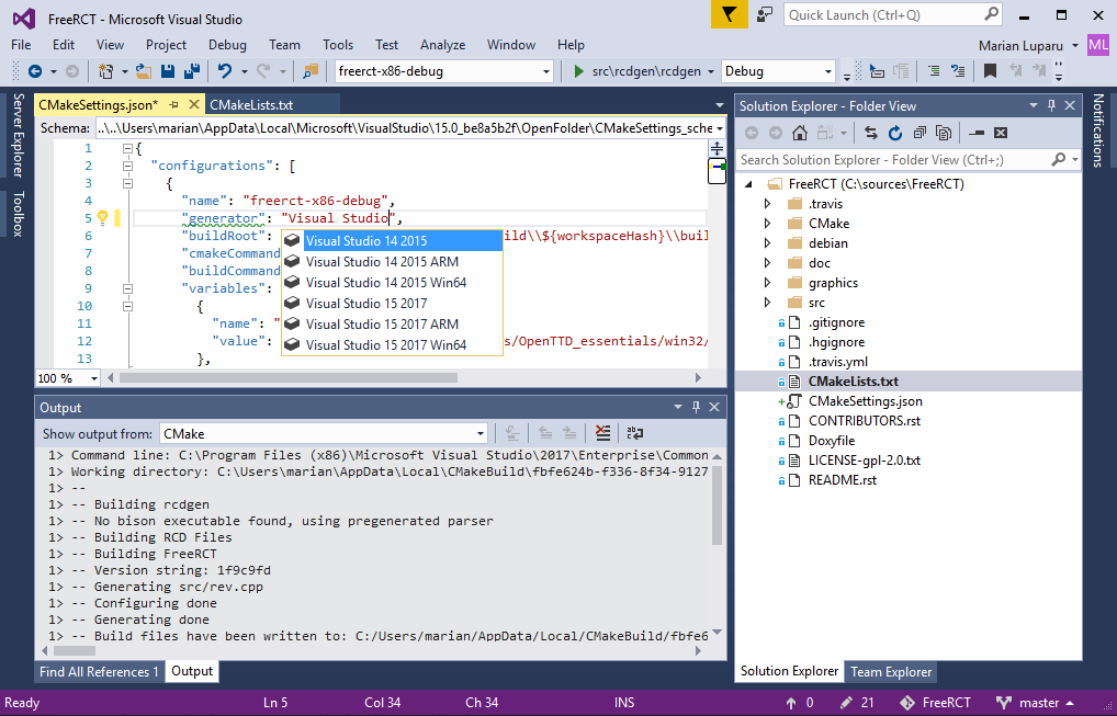 CMake abrir pasta.