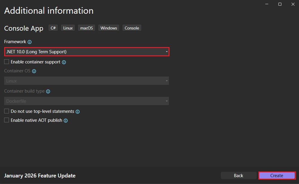 Introduza informações adicionais para a aplicação da consola.