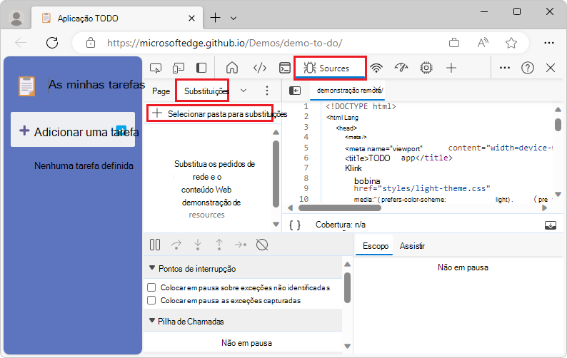 Selecionar uma pasta a utilizar para substituições