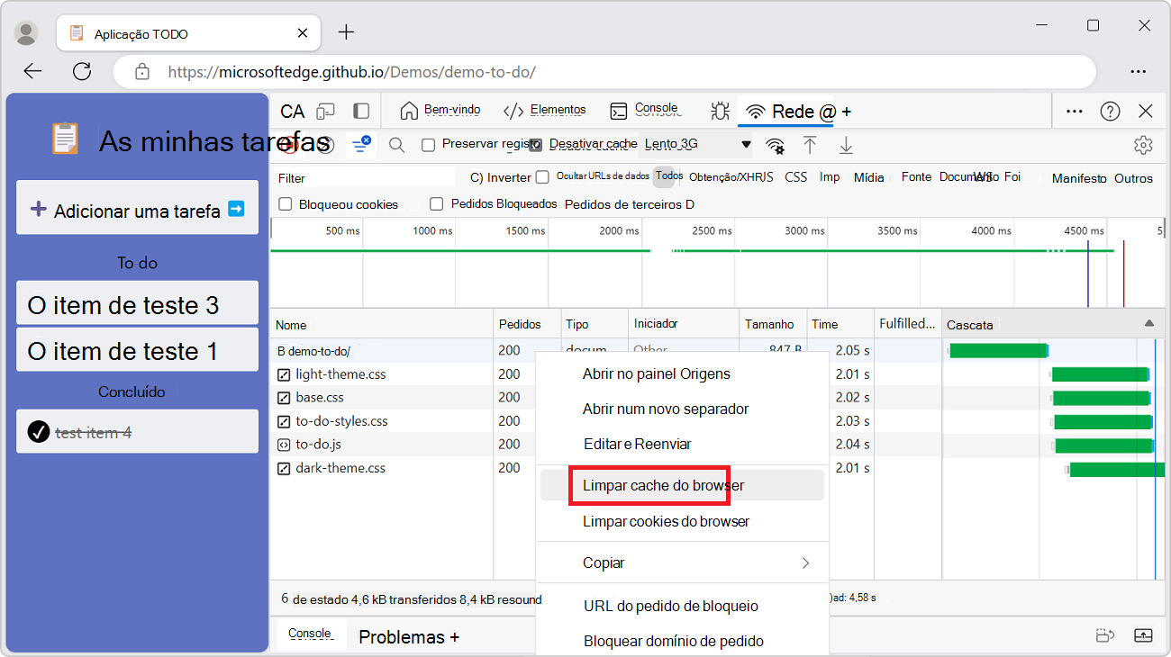 O comando de clique com o botão direito do rato em 