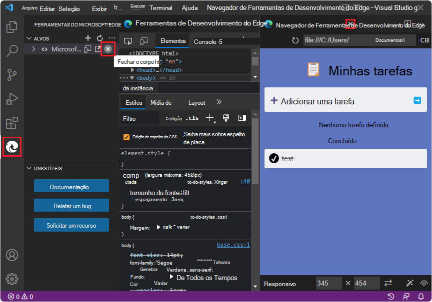 Fechar As DevTools abertas através da Instância de Iniciação