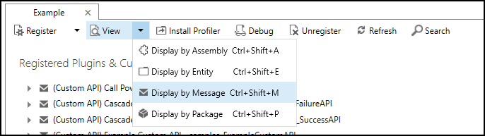 O comando Exibir por Mensagem mostrará a API personalizada