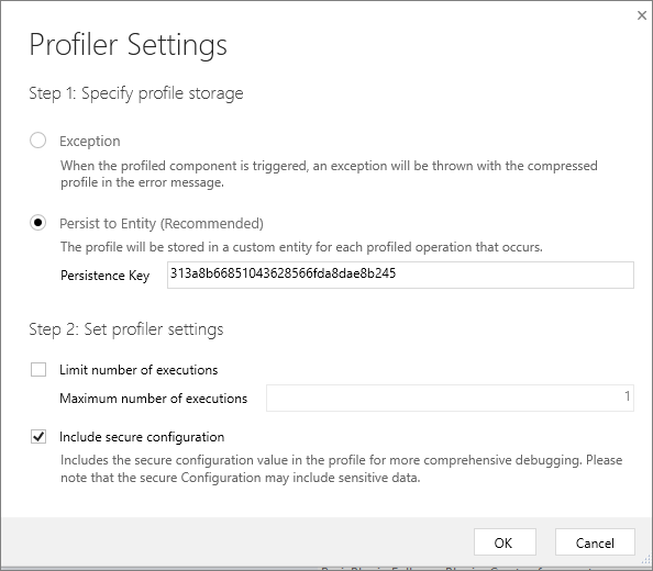 Configurações do criador de perfil.
