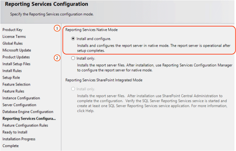 Configuração do SSRS Native Mode