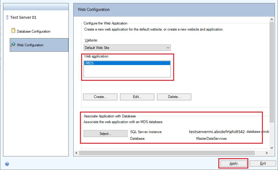 Captura de tela da seção Configuração da Web.