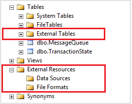 objetos PolyBase no SSMS