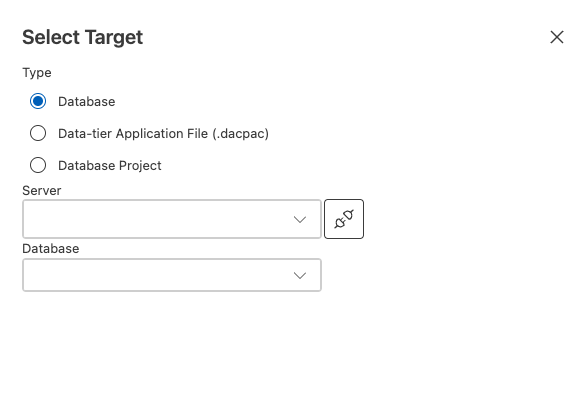 Captura de ecrã da caixa de diálogo de seleção de origem de comparação de esquema no Visual Studio Code.