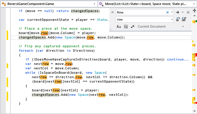 Barra de rolagem do Visual Studio após substituir uma cadeia de caracteres com erros