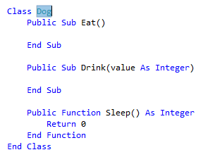 Captura de ecrã do código destacado - Visual Basic.