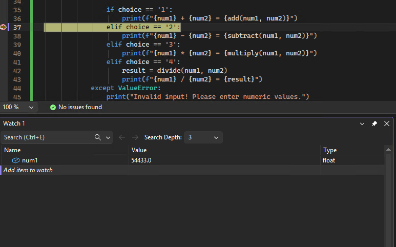 Captura de tela que mostra a saída de depuração para um teste de unidade Python no Visual Studio.