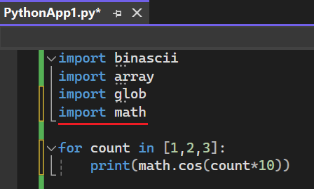 Captura de ecrã que mostra a instrução de importação adicionada após executar o comando a partir da etiqueta inteligente no Visual Studio 2022.