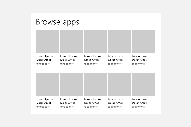Exemplo de um layout de vista em grelha