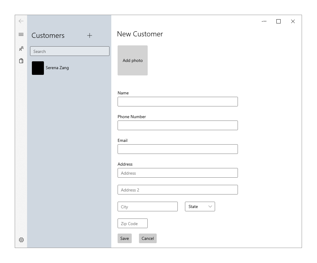 Captura de ecrã de outro exemplo de formulário