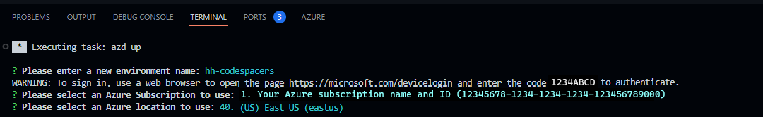 显示参数提示以及使用浏览器登录的提示的屏幕截图。